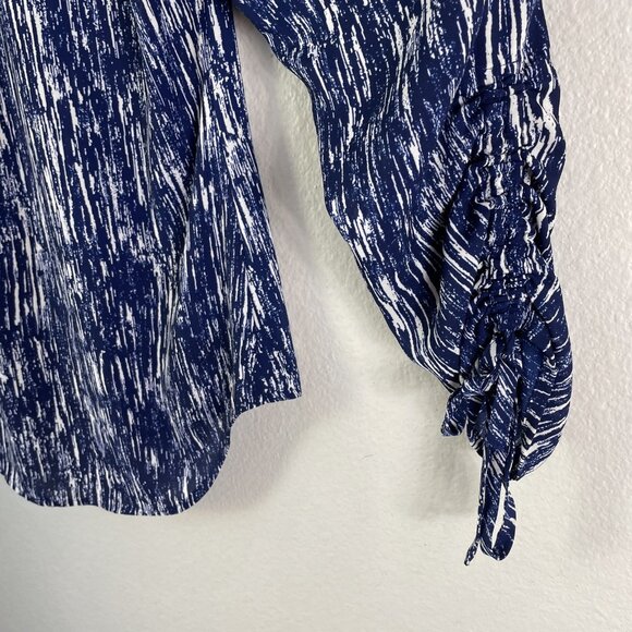 Express Blouse Womens Small Abstract Print Zip Long Sleeve Top Polyester - Picture 10 of 10